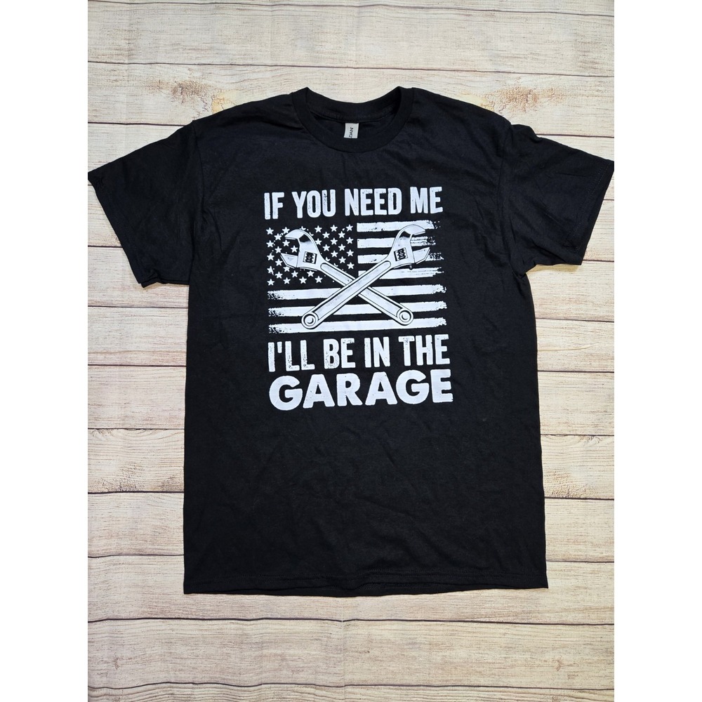 Garage Men's Black "I'll be in‎ the Garage" Graphic T-shirt Size Medium Dad